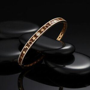 Diamond Round 14K (or 18k upon request) Yellow Gold Cute Bangle Bracelet